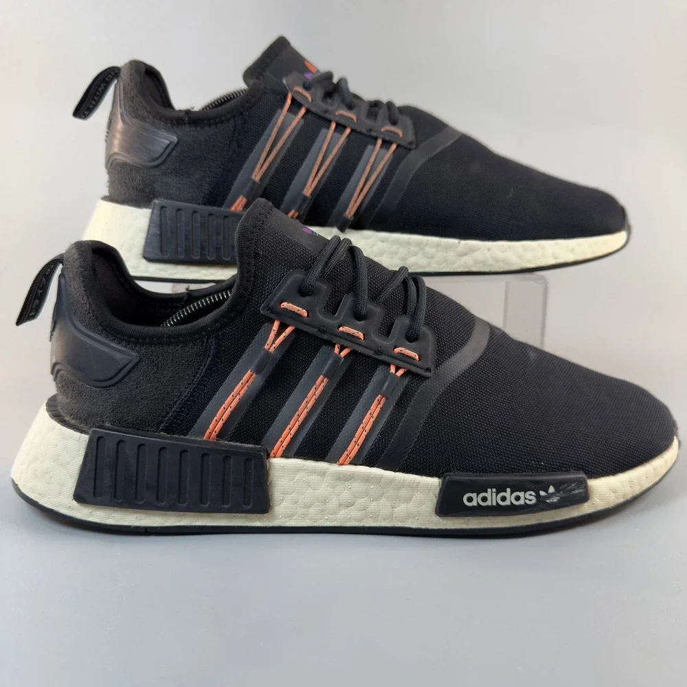 Adidas NMD R1 Mens 12 Running Shoes Black White Lace Up‎ Low Training Sneakers